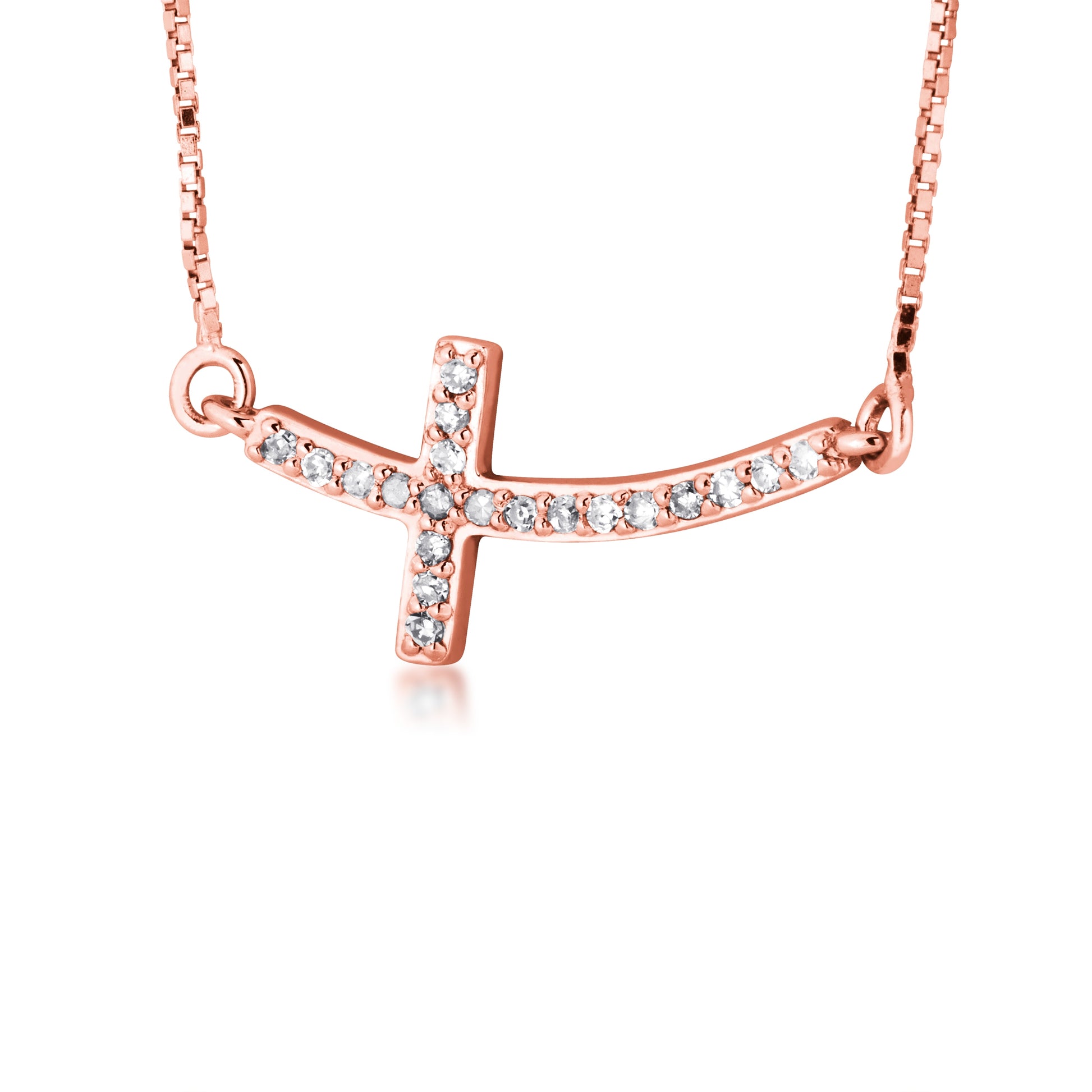 1/10 ct. tw. Diamond Sideways Cross Pendant in 10K Pink Gold