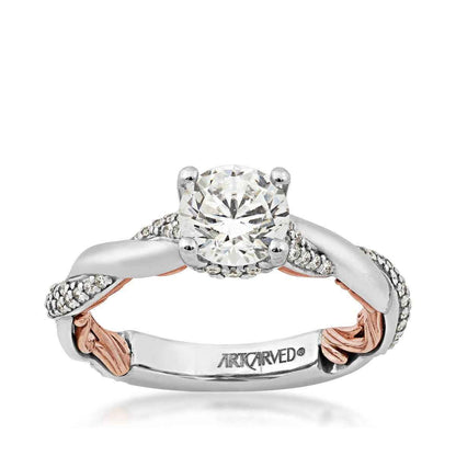 Artcarved Lyric 1/4 ct. tw. Diamond Semi-Mount Engagement Ring with Twisted Band and Inside Filigree Design in 14K White and