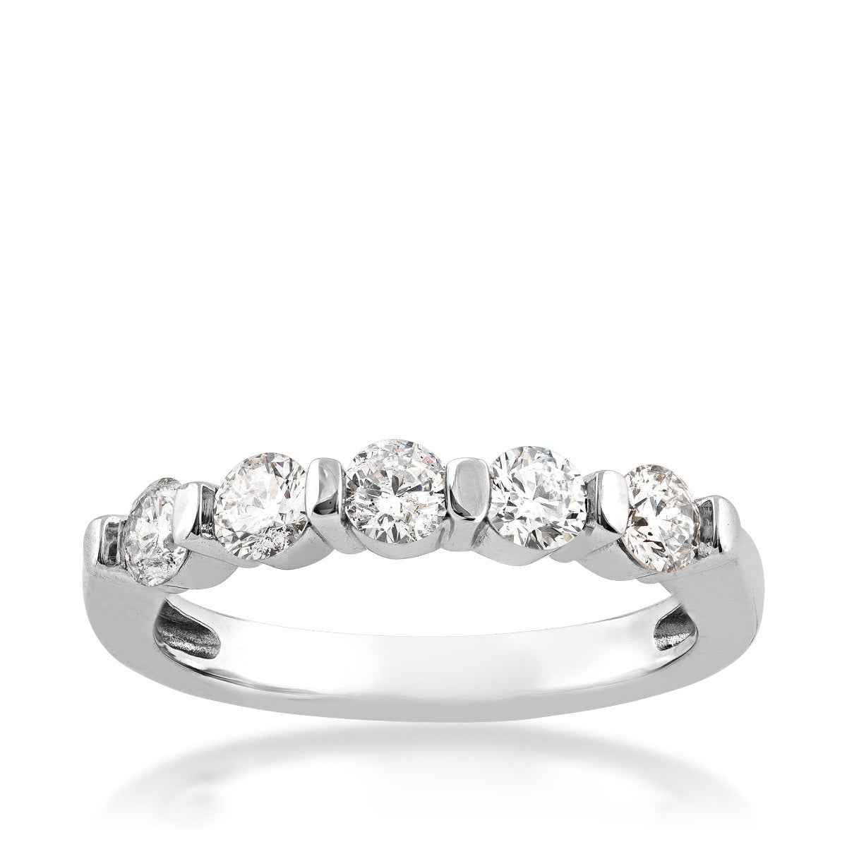 3/4 ct. tw. Round Diamond 5-Stone Bar Set Band in 14K White Gold
