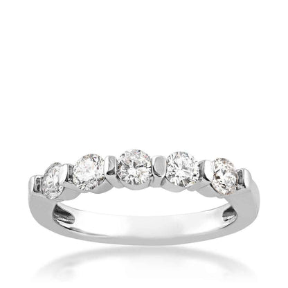3/4 ct. tw. Round Diamond 5-Stone Bar Set Band in 14K White Gold