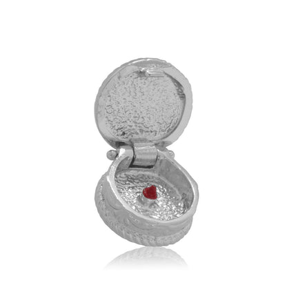 Happy Birthday Cake Charm in Sterling Silver front view