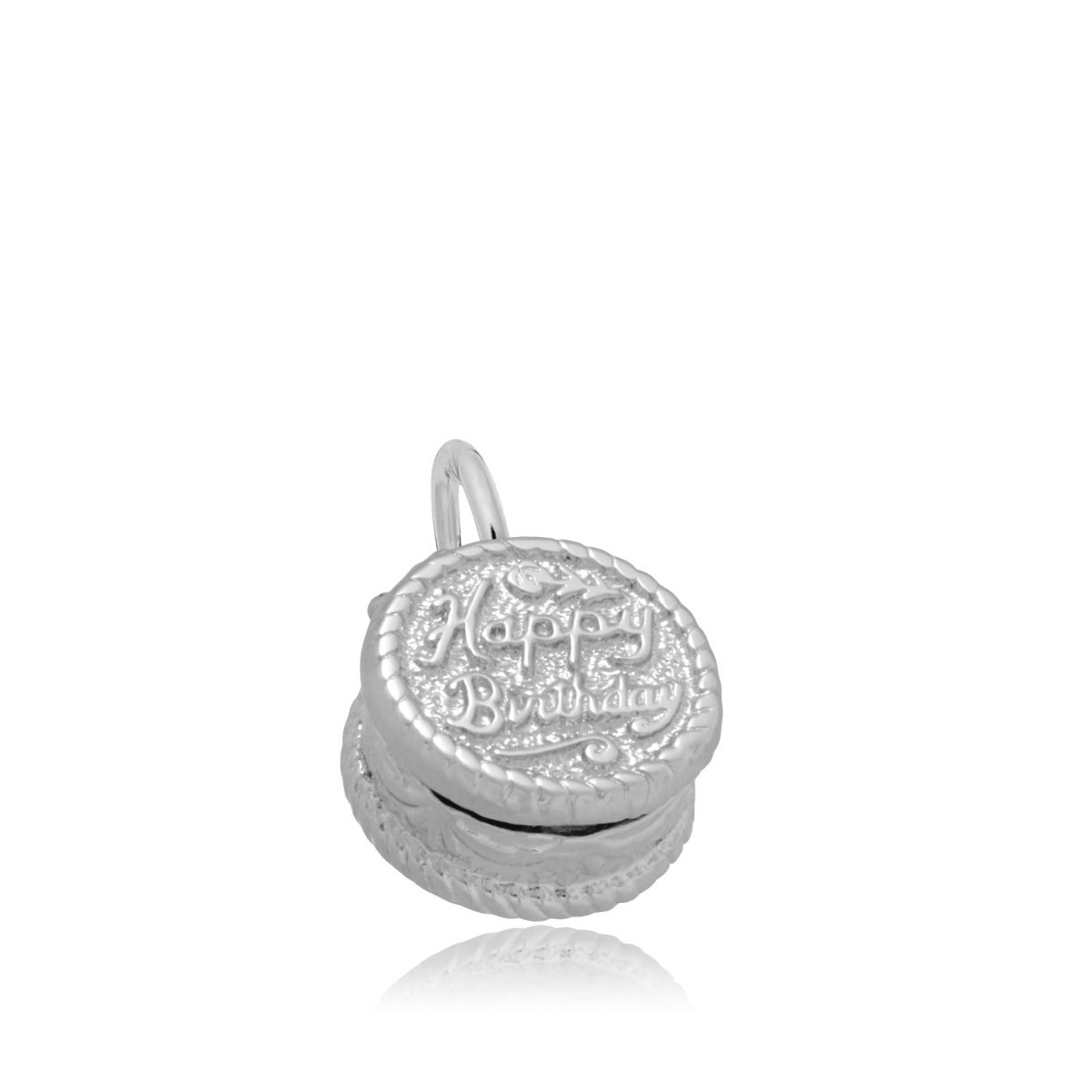 Happy Birthday Cake Charm in Sterling Silver