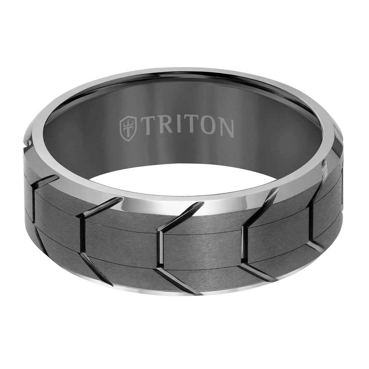 Triton Men's 8MM Gun Metal Grey Tungsten Wedding Band 11