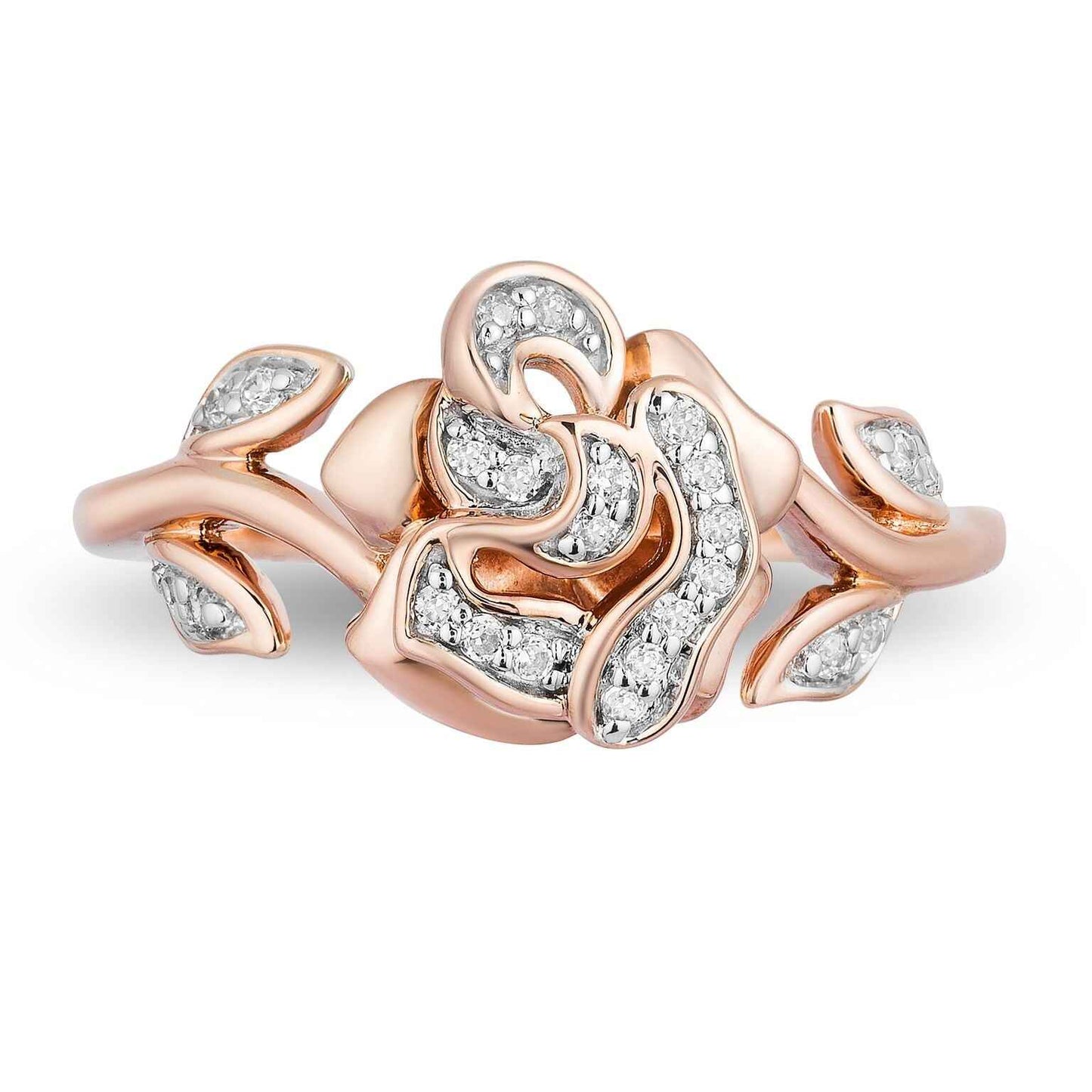 Enchanted Disney Belle 1/10 ct. tw. Diamond Rose Ring in 10K Pink Gold