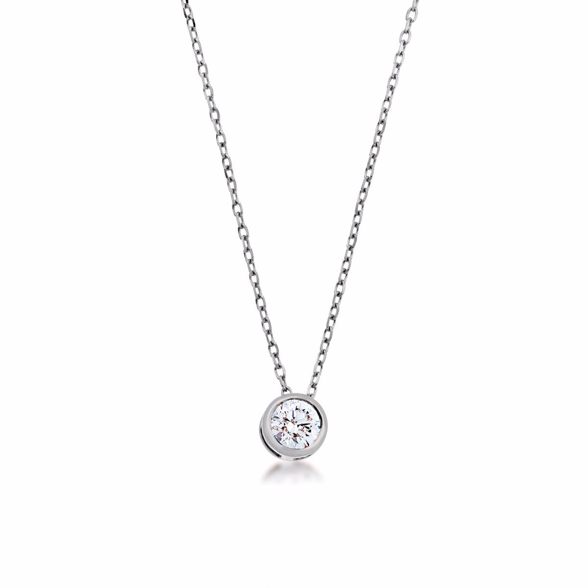 1/6 ct. tw. Round Sliding Bezel Set Diamond Pendant in 10K White Gold