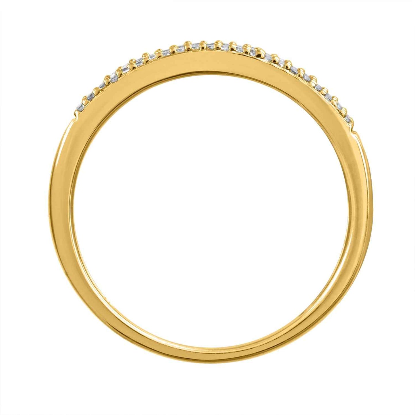 1/4 ct. tw. Round Brilliant and Baguette Diamond Anniversary Band in 10K Yellow Gold close-up detail