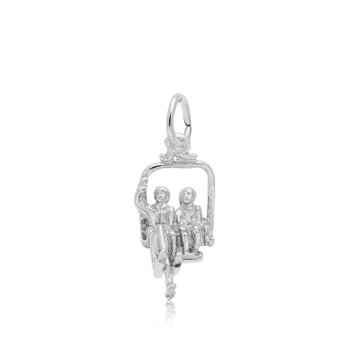 Two Person Ski Lift Charm in Sterling Silver