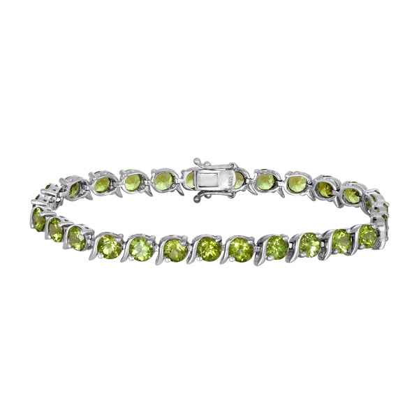 Genuine Round 5mm Peridot Bracelet in Sterling Silver