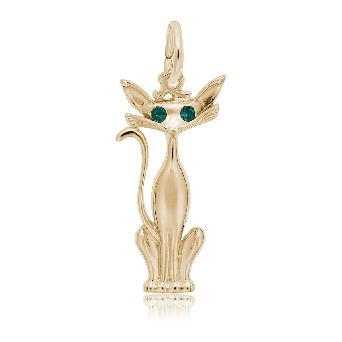 Siamese Cat Charm in 14K Yellow Gold