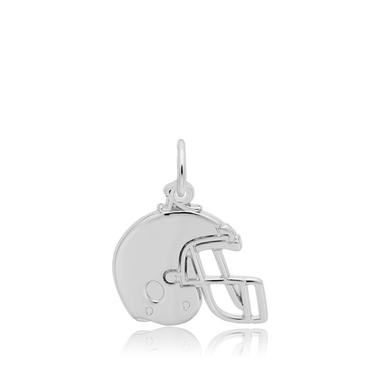 Flat Football Helmet Charm in Sterling Silver