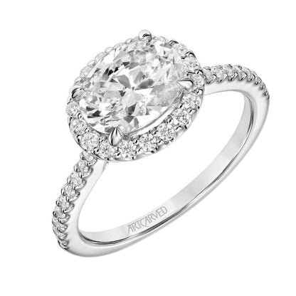 Artcarved Contemporary 3/8 ct. tw. Halo Semi-Mount Engagement Ring in 14K White Gold front view