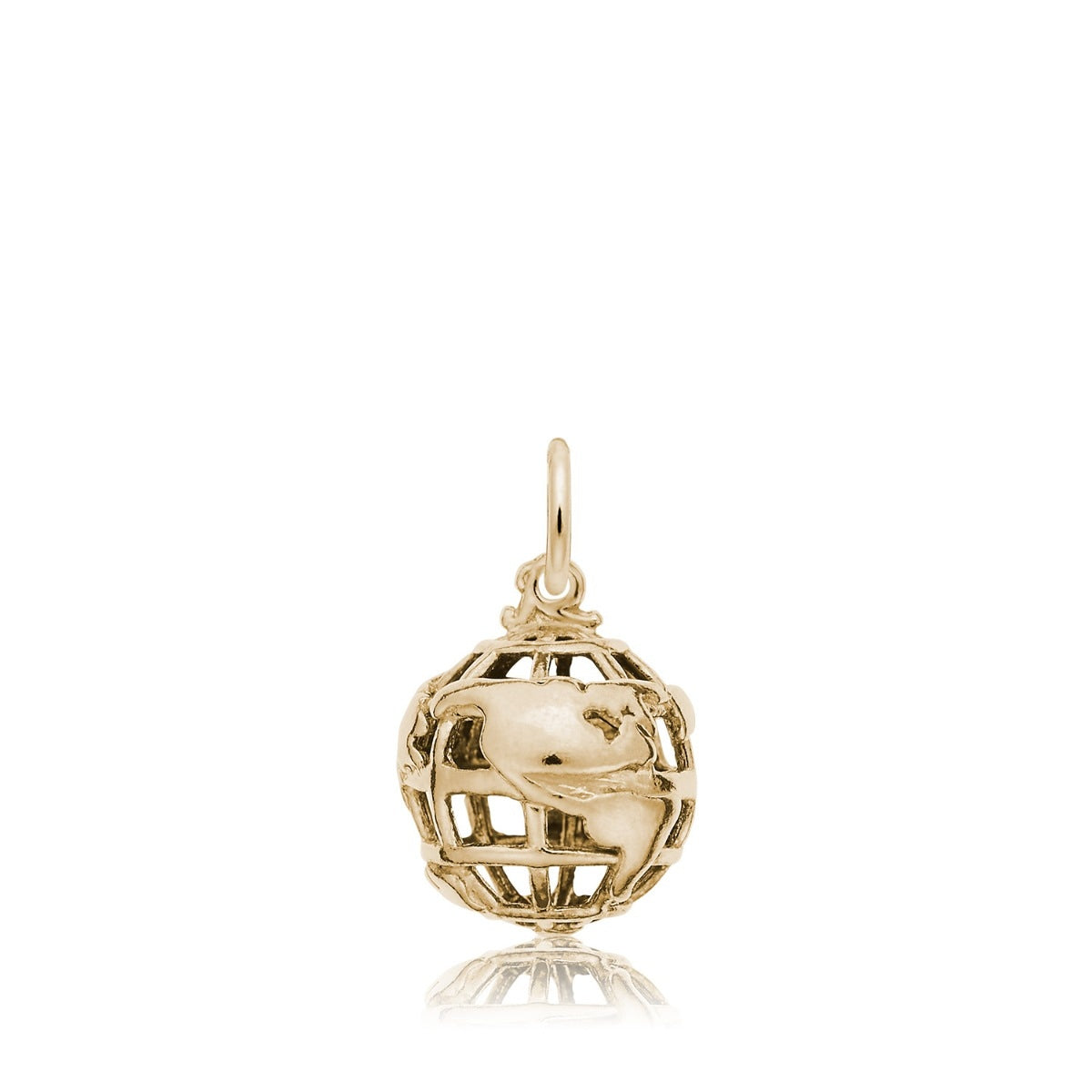 World Globe Charm in 14K Yellow Gold