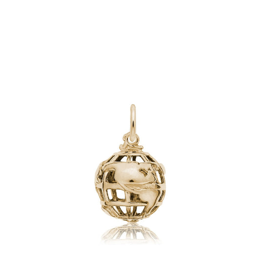 World Globe Charm in 14K Yellow Gold