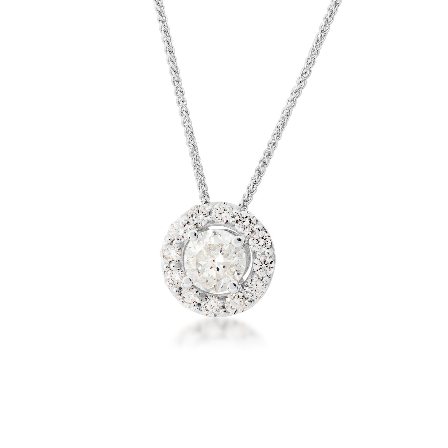 1-1/2 ct. tw. Round Brilliant Diamond Halo Pendant in 10K White Gold