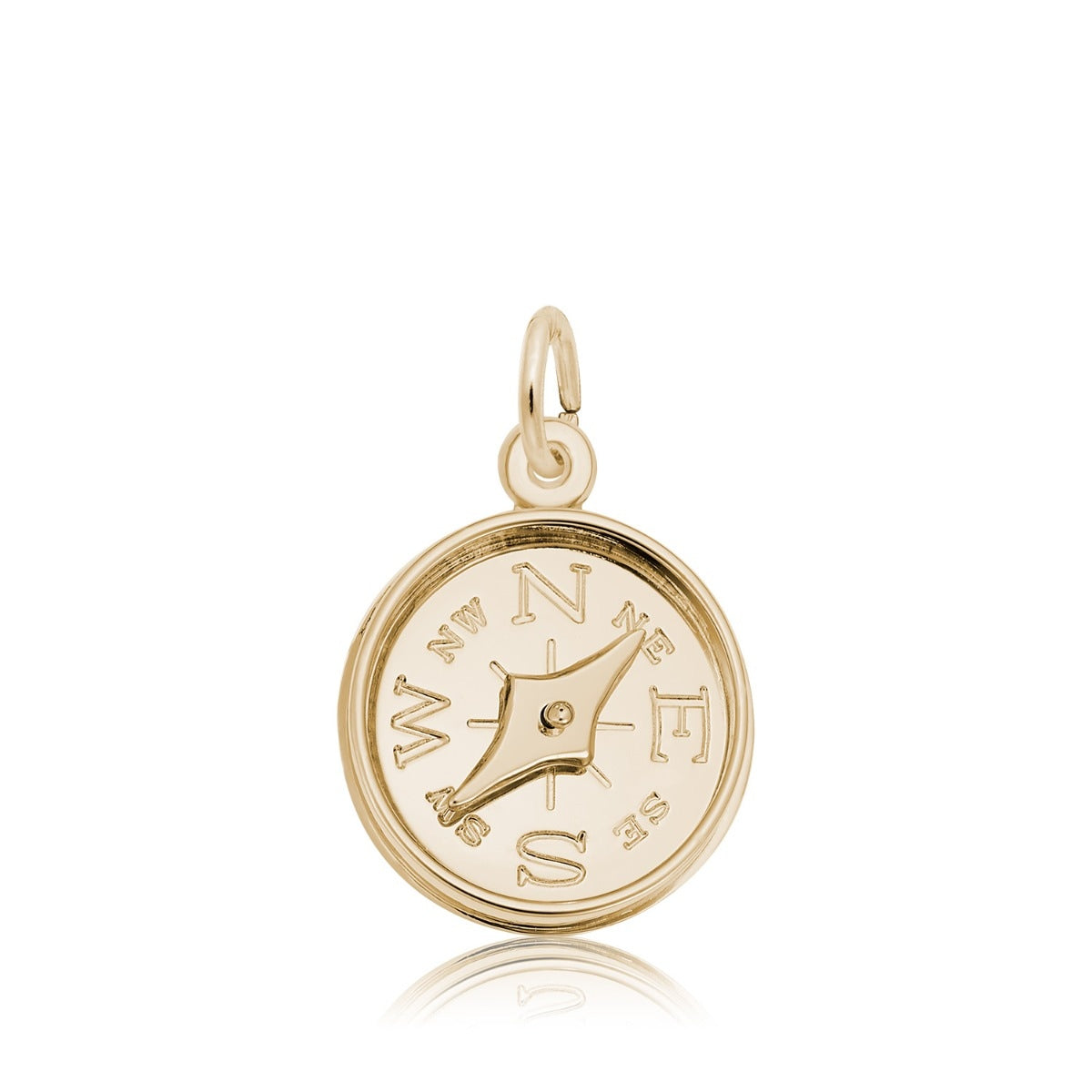Compass with Needle Charm in 14K Yellow Gold