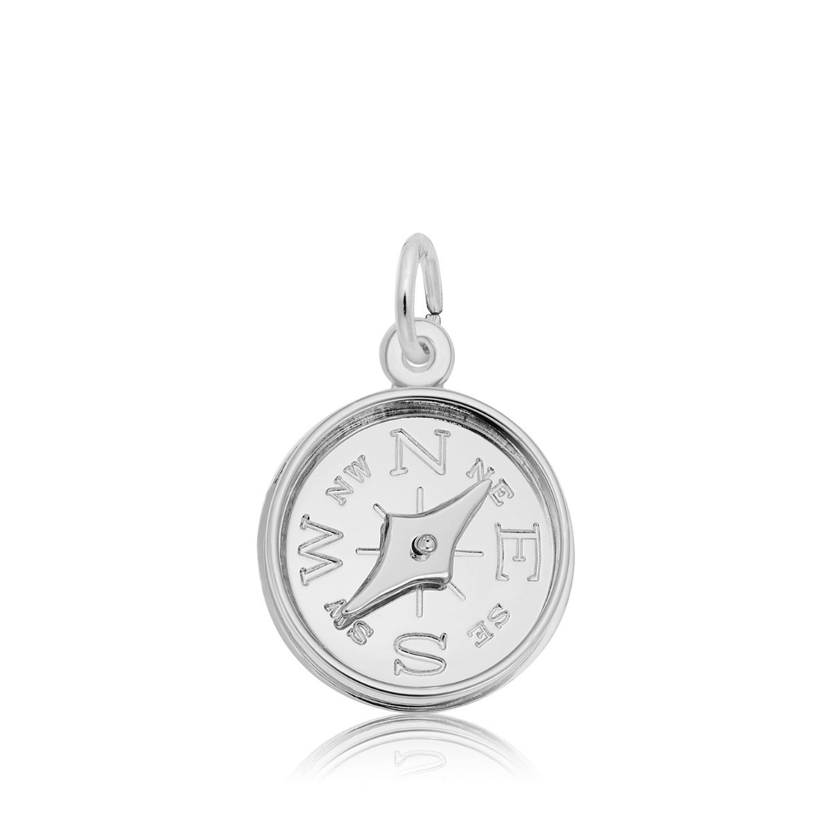 Compass with Needle Charm in Sterling Silver