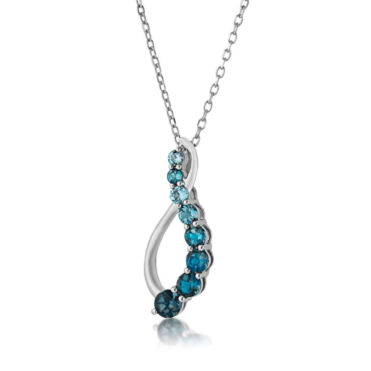 Journey Collection Blue Topaz 8 Stone Fashion Pendant in Sterling Silver