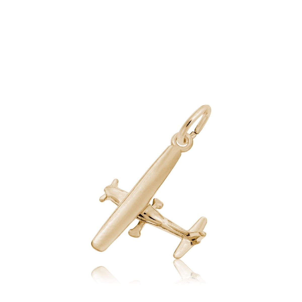 Single Engine Airplane Charm in 14K Yellow Gold