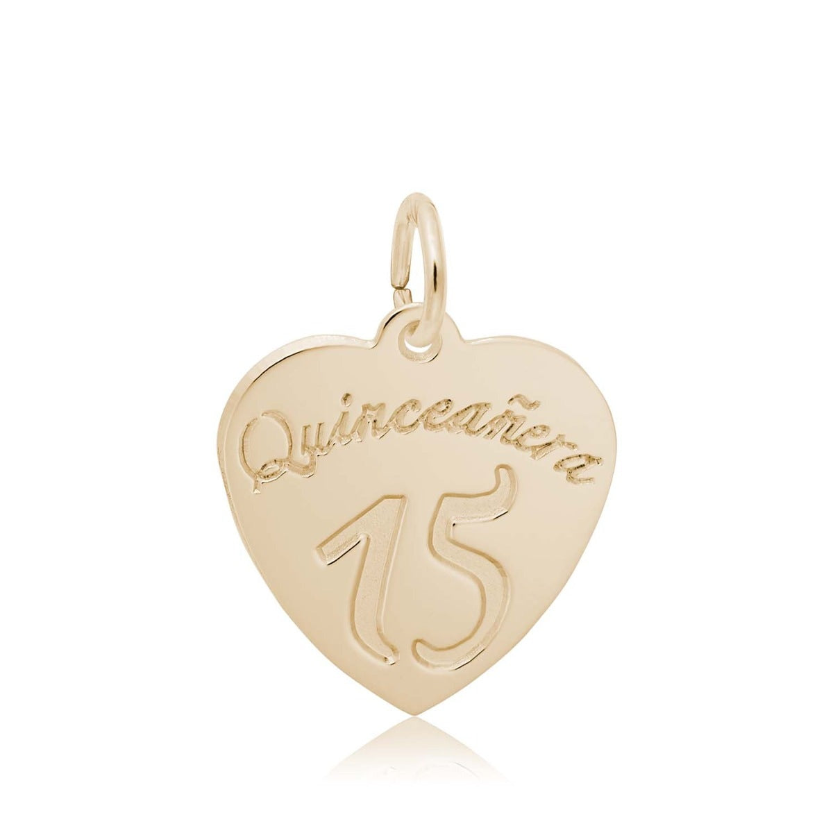 Quinceanera Heart Charm in 14K Yellow Gold