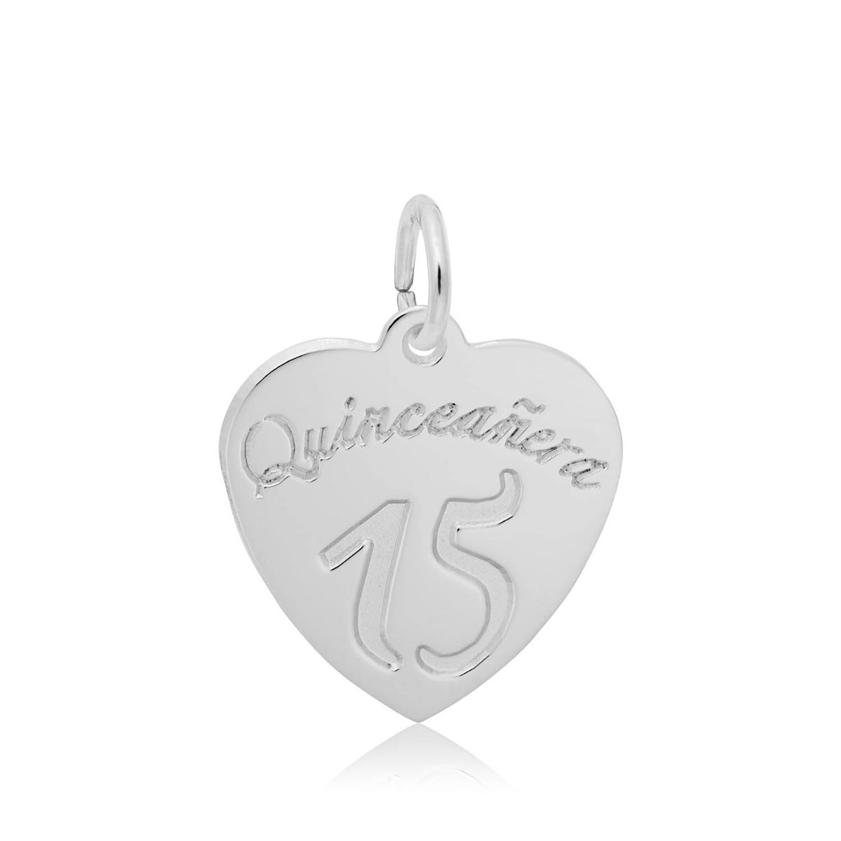 Quinceanera Heart Charm in Sterling Silver