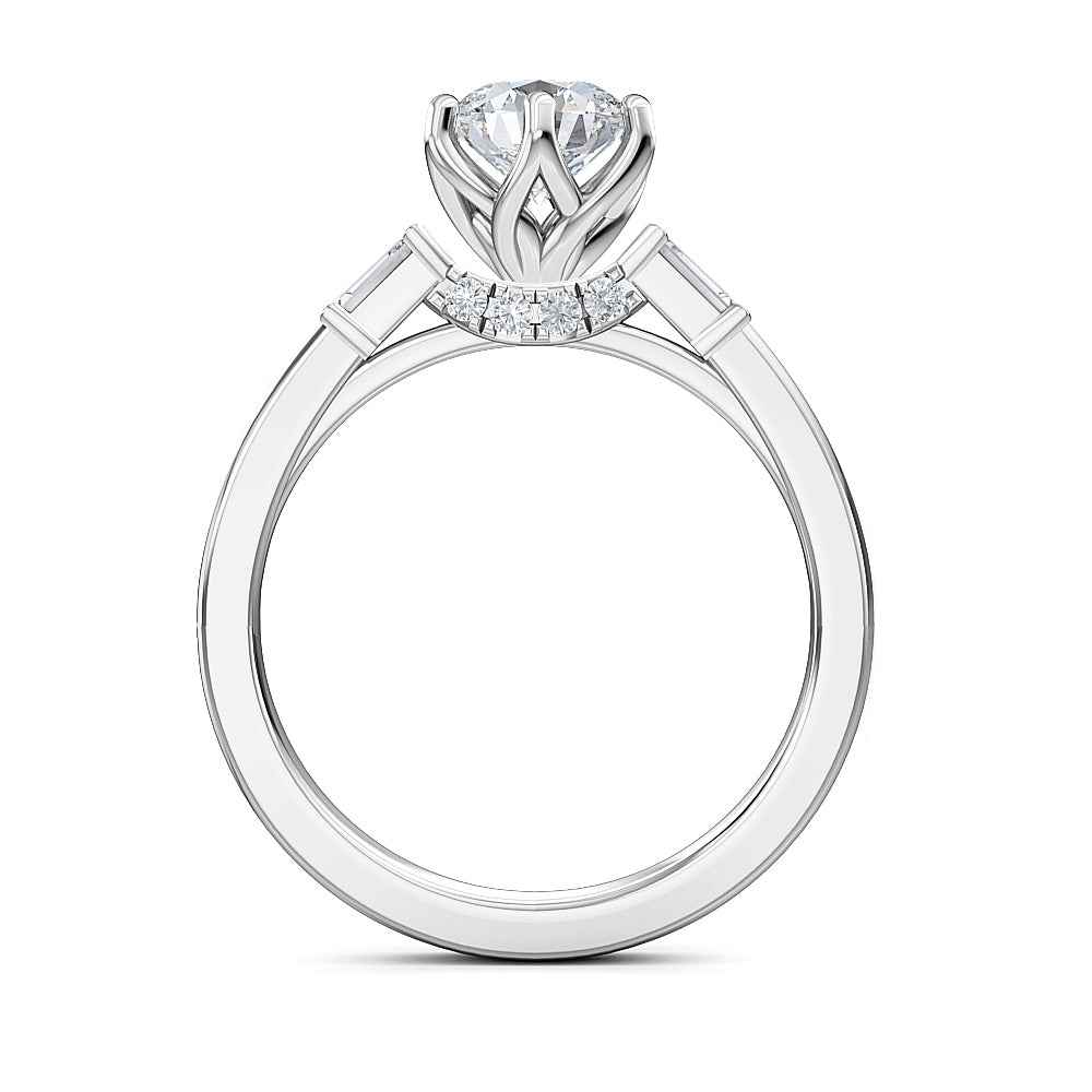 Designed With Love 1/7 ct. tw. Baguette Diamond Semi-Mount Engagement Ring in 14K White Gold close-up detail