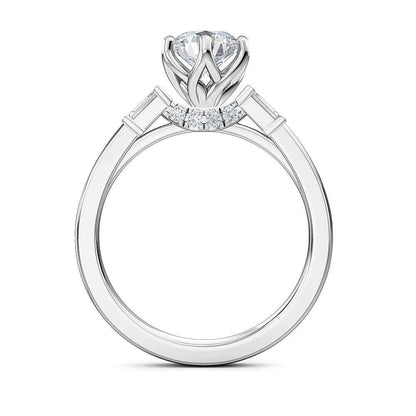 Designed With Love 1/7 ct. tw. Baguette Diamond Semi-Mount Engagement Ring in 14K White Gold close-up detail