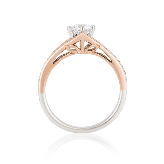 Enchanted Disney Aurora 5/8 ct. tw. Round Brilliant Diamond Engagement Ring in 14K White and Pink Gold front view