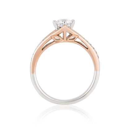 Enchanted Disney Aurora 5/8 ct. tw. Round Brilliant Diamond Engagement Ring in 14K White and Pink Gold front view