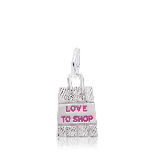 Love to Shop Bag Charm in Sterling Silver