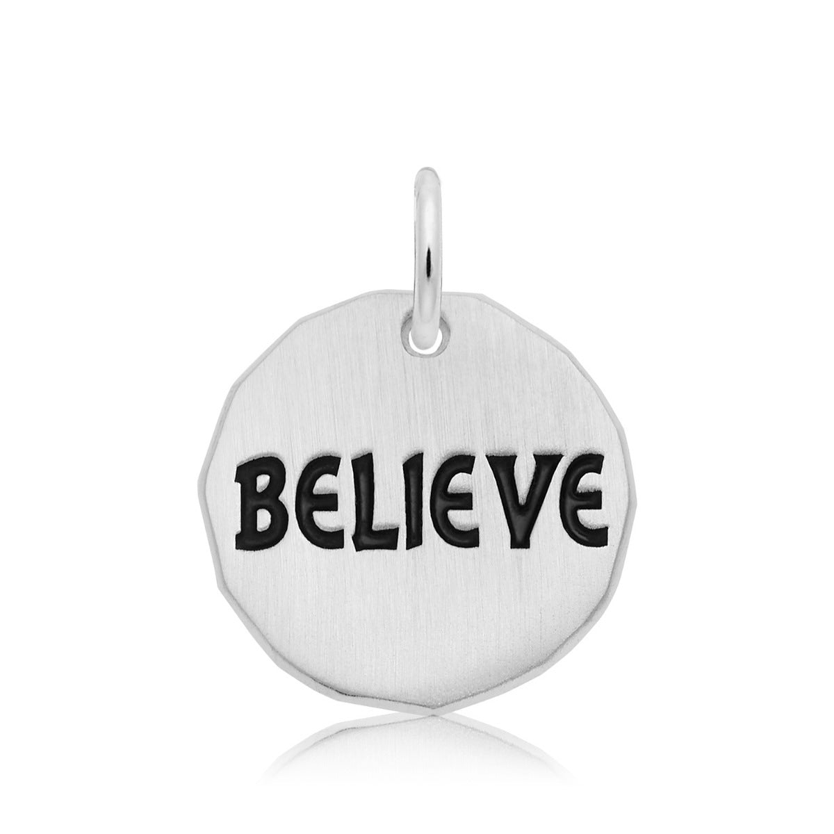 Believe Tag Charm in Sterling Silver