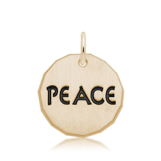 Peace Tag Charm in 14K Yellow Gold