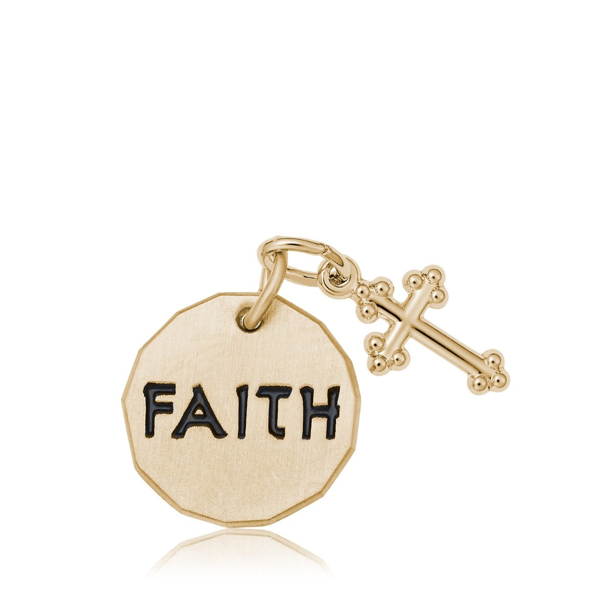 Faith Tag & Bottony Cross Charm in 14K Yellow Gold