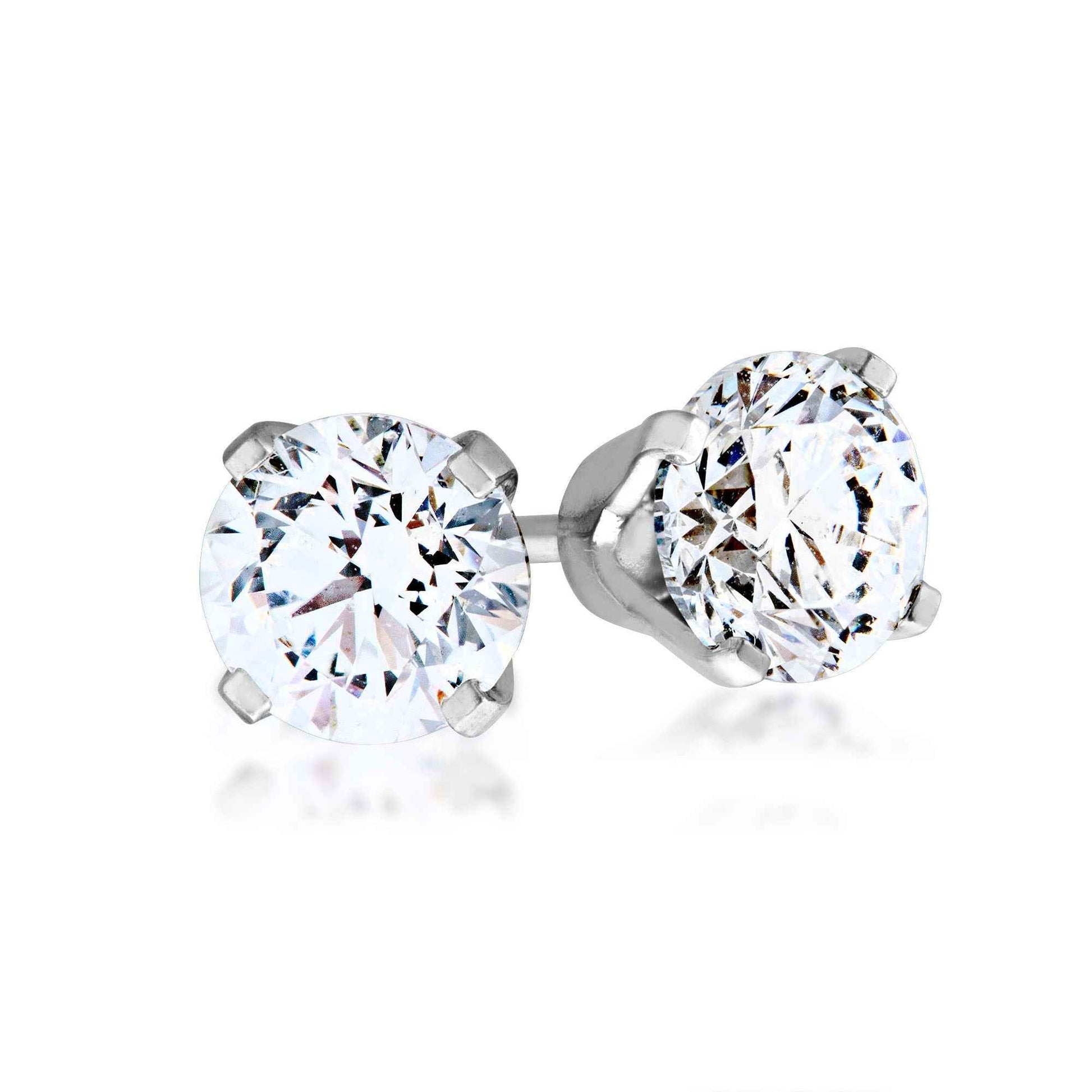 1 ct. tw. AA Quality Round Brilliant Diamond Solitaire Earrings in 14K White Gold