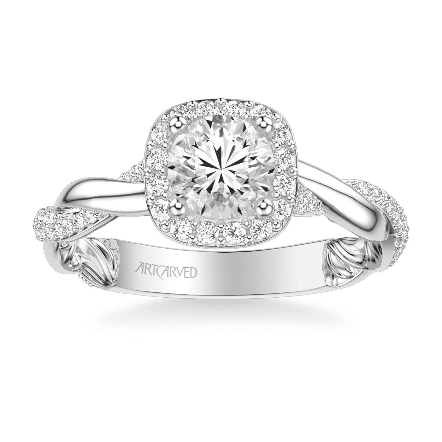 Artcarved Lyric 1/2 ct. tw. Diamond Semi-Mount Engagement Ring in 14K White Gold front view