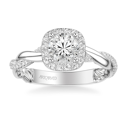 Artcarved Lyric 1/2 ct. tw. Diamond Semi-Mount Engagement Ring in 14K White Gold front view