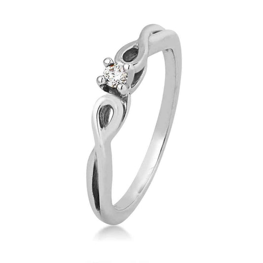 .06 ct. tw. Round Diamond Promise Ring with Loop Design Band in 10K White Gold