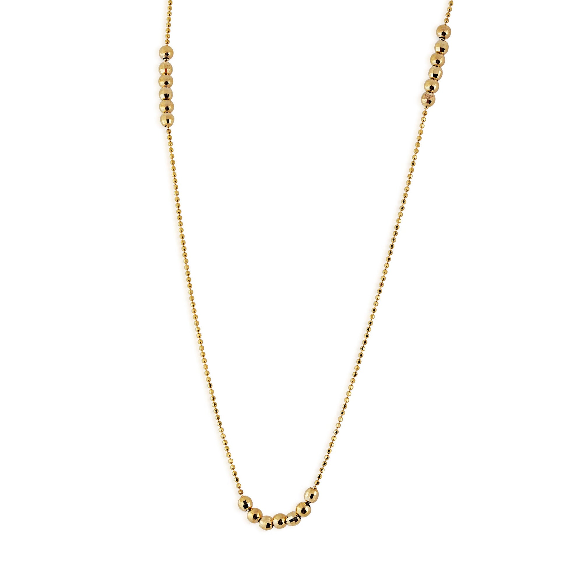 Ladies' Mirror Beaded Necklace in 10K Yellow Gold