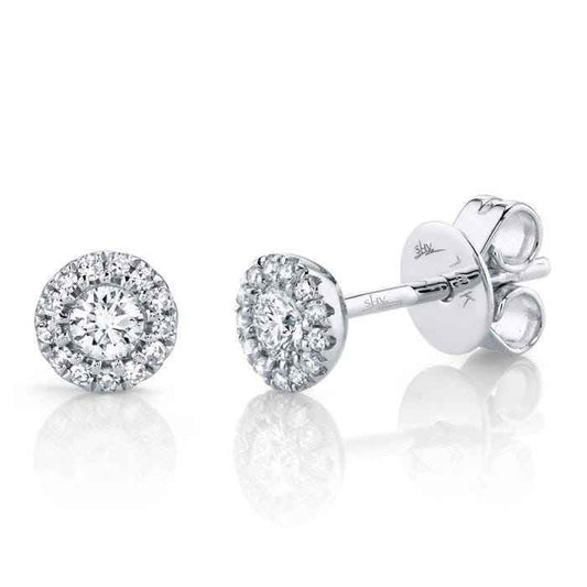 Shy Creation 1/4 ct. tw. Halo Stud Earrings in 14K White Gold