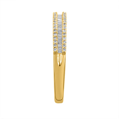 1/4 ct. tw. Round Brilliant and Baguette Diamond Anniversary Band in 10K Yellow Gold front view
