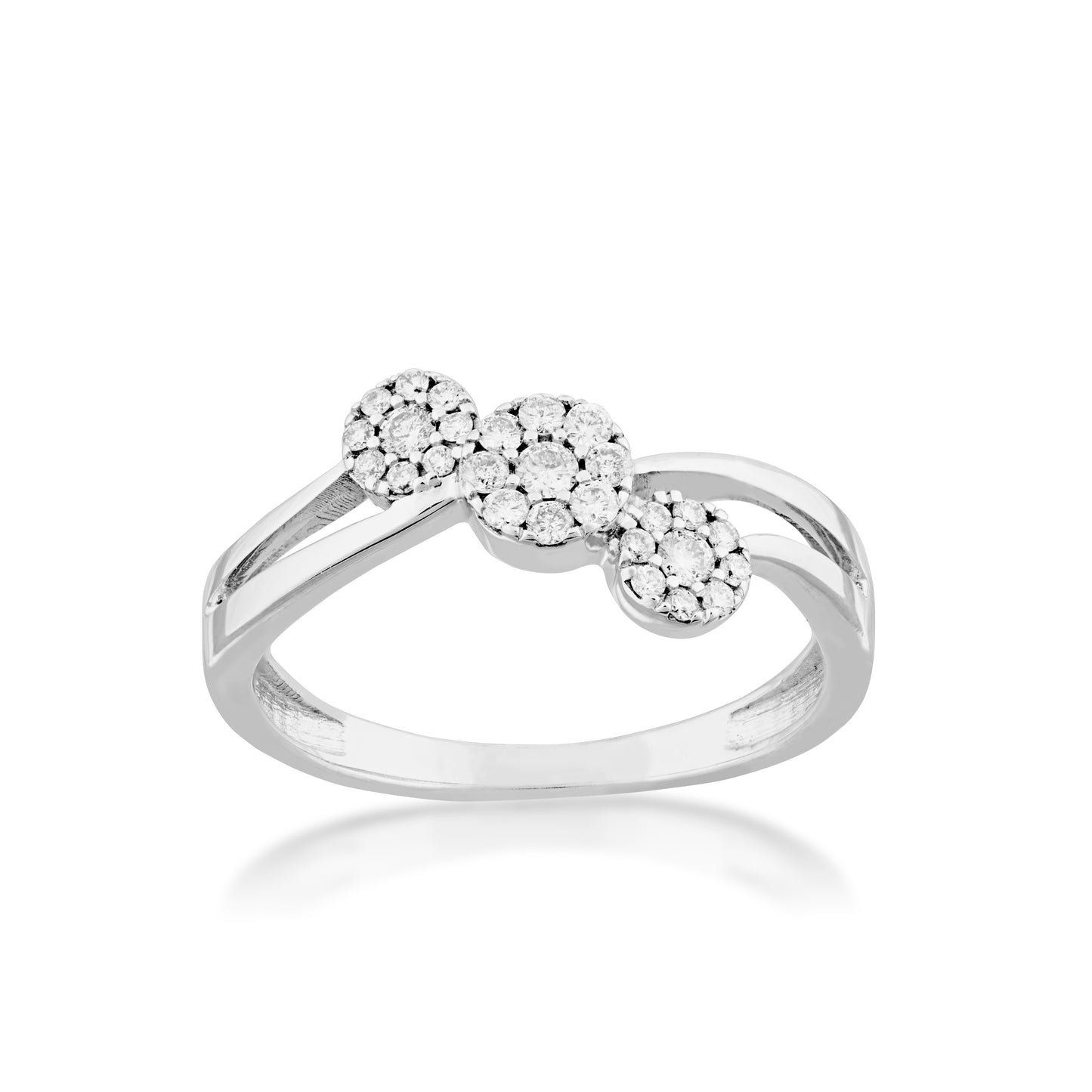 Natural 1/4 ct. tw. Triple Cluster Diamond Ring in 10K White Gold