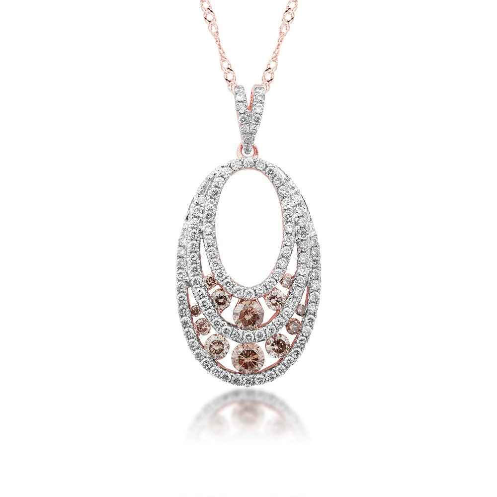 Mocha and White Diamond Pendant in Pink Gold (2)
