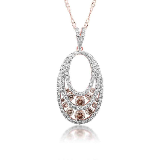 Mocha and White Diamond Pendant in Pink Gold (2)