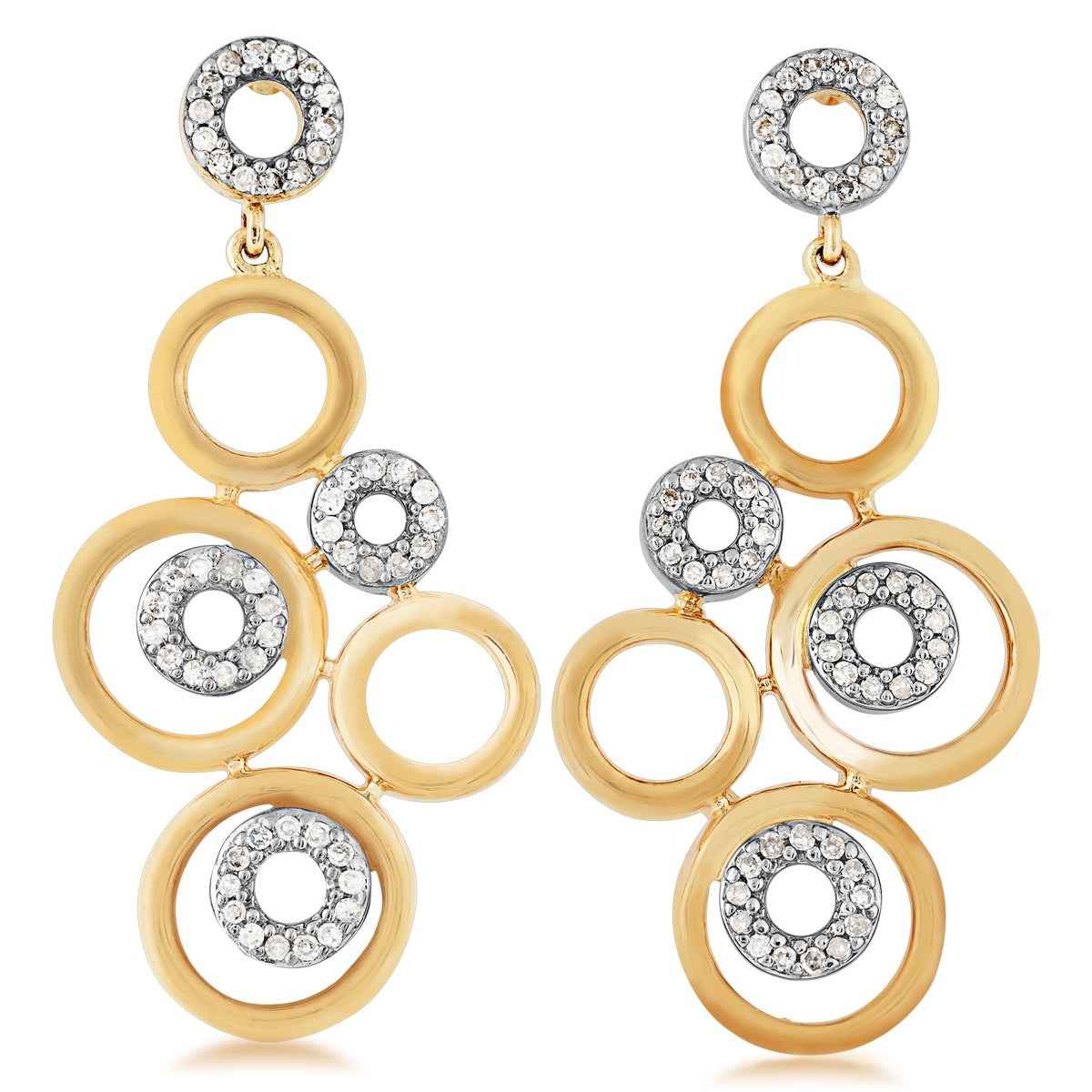 1/3 ct. tw. Diamond Circle Chandelier Earrings in 10K Yellow Gold