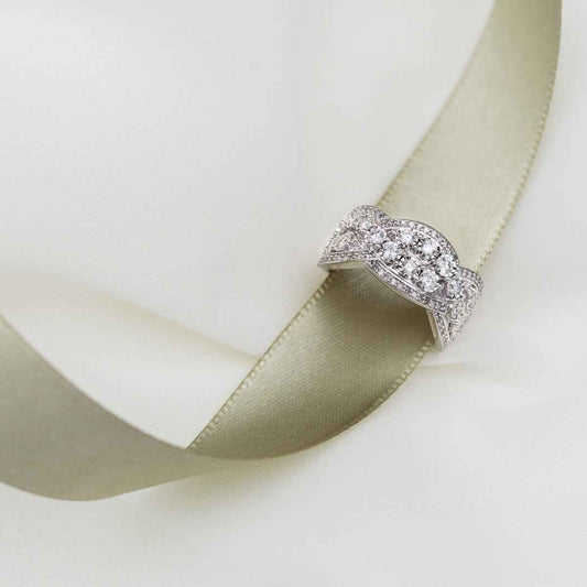 1 ct. tw. Diamond Multi-Row Crossover Band in 10K White Gold side profile