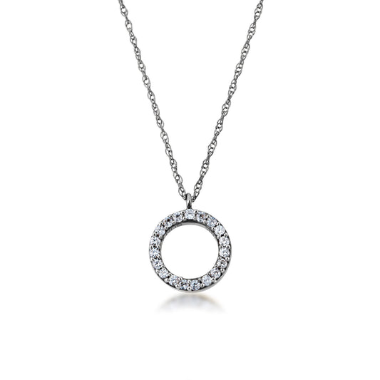 1/8 ct. tw. Circle Pendant in 10K White Gold