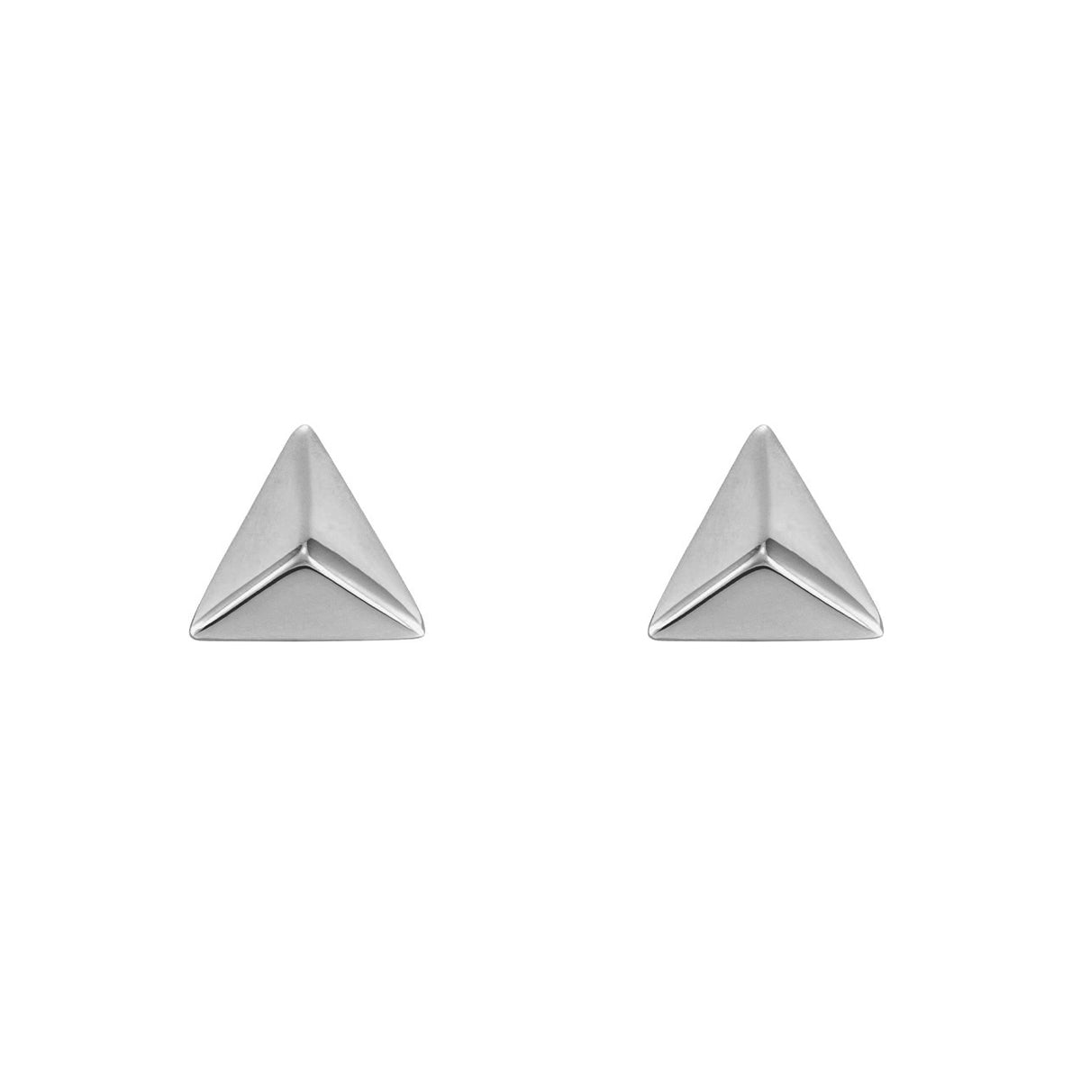 Pyramid Stud Earrings in Sterling Silver front view