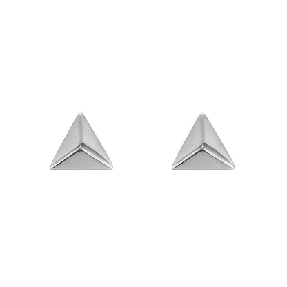 Pyramid Stud Earrings in Sterling Silver front view