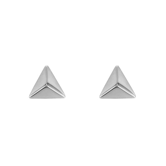 Pyramid Stud Earrings in Sterling Silver front view