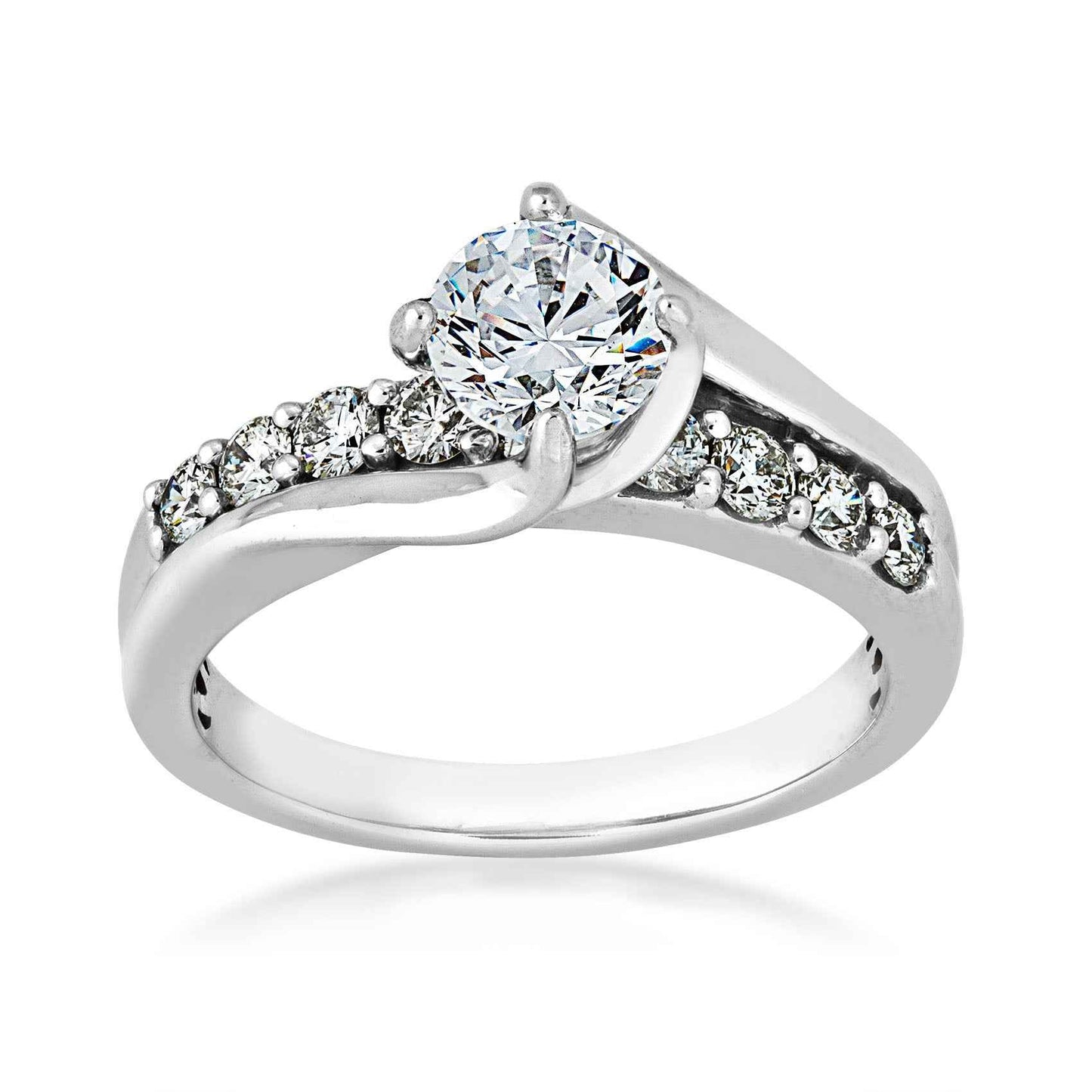 Natural 1-1/2 ct. tw. Round Brilliant Diamond Engagement Ring in 14K White Gold
