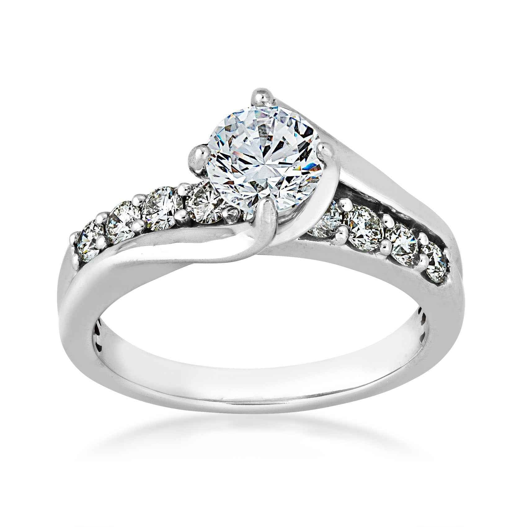 Natural 1-1/2 ct. tw. Round Brilliant Diamond Engagement Ring in 14K White Gold